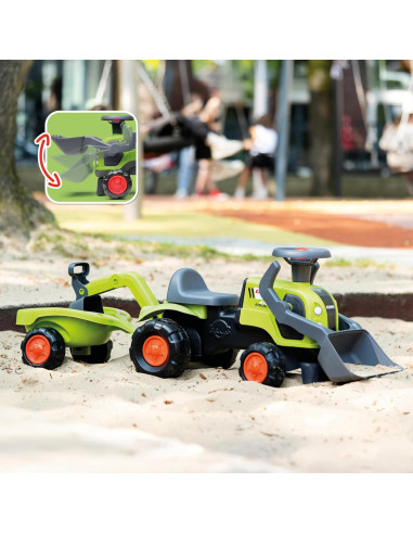Детский трактор FALK Baby Claas с экскаватором, ковшом и прицепом.