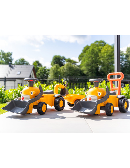 FALK Komatsu Ride-on Tractor with Excavator Bucket and Trailer for 1-3 Years Old