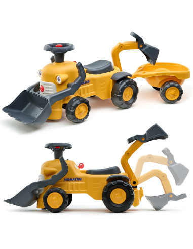 FALK Komatsu traktorius su ekskavatoriaus kaušu ir priekaba, 1-3 metų vaikams