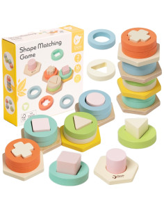 CLASSIC WORLD Montessori formų ir spalvų rūšiavimo dėlionės bokštas
