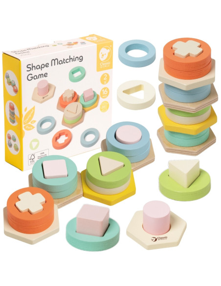CLASSIC WORLD Montessori formų ir spalvų rūšiavimo dėlionės bokštas