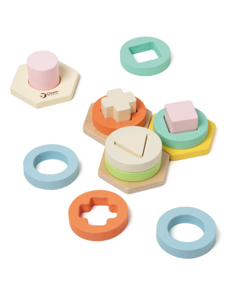 CLASSIC WORLD Montessori formų ir spalvų rūšiavimo dėlionės bokštas