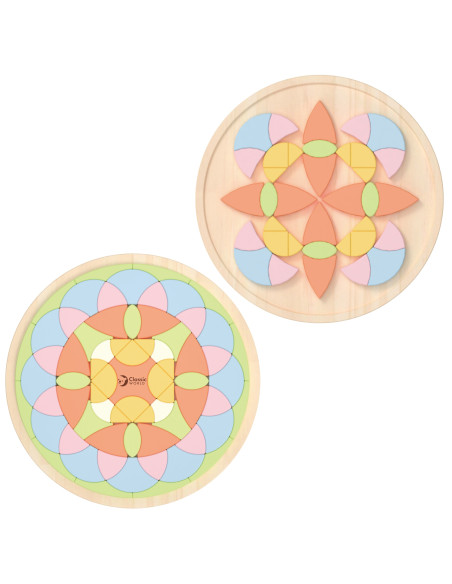 KLASIKINIS PASAULIS Pastelinės Mandala Montessori Dėlionės Mozaikos Gėlės