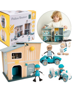 CLASSIC WORLD Police Station Wooden Car Helicopter Figures 12pcs.