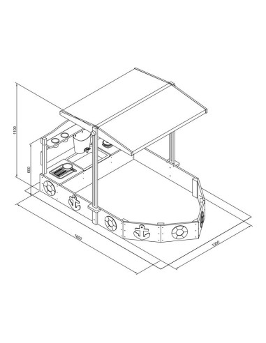 AXI Wooden Sandbox Ship with Kitchen