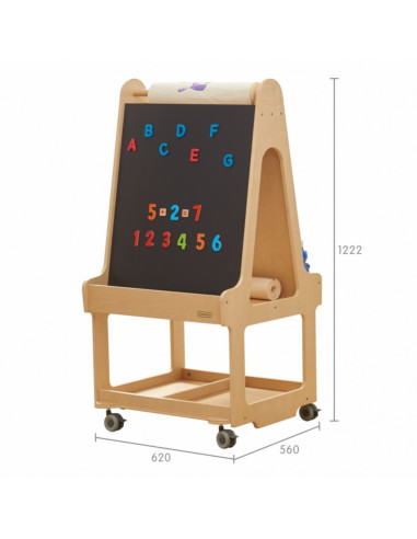 MASTERKIDZ Double-Sided Dry Erase Board 3-in-1 Easel on Wheels