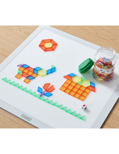 MASTERKIDZ Square LED Light Panel Colorful + Montessori Mosaic Blocks 140 pcs.