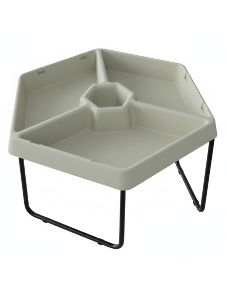 MASTERKIDZ Hexagonal Sand and Water Play Table with 3 Compartments and Adjustable Height