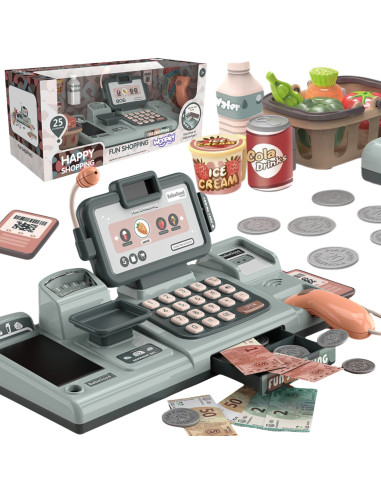 WOOPIE Kids' Cash Register Scanner Scale Microphone + 25 Accessories