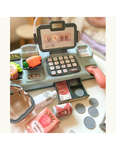 WOOPIE Kids' Cash Register Scanner Scale Microphone + 25 Accessories