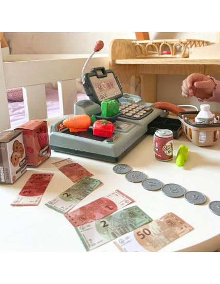 WOOPIE Kids' Cash Register Scanner Scale Microphone + 25 Accessories