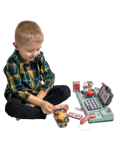 WOOPIE Kids' Cash Register Scanner Scale Microphone + 25 Accessories
