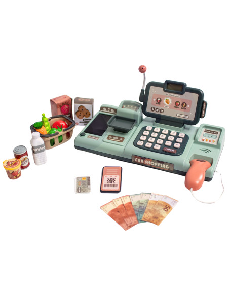 WOOPIE Kids' Cash Register Scanner Scale Microphone + 25 Accessories