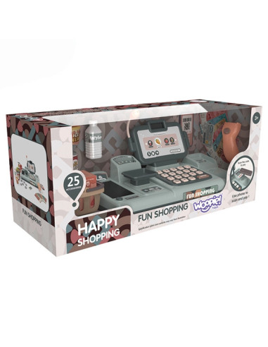 WOOPIE Kids' Cash Register Scanner Scale Microphone + 25 Accessories