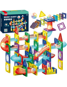 Конструктор WOOPI Magnetic Construction Blocks 3D, обучающий набор с шариковой дорожкой, 105 деталей.
