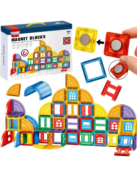 Конструктор WOOPI Magnetic Construction Blocks 3D, развивающий набор «Замок», 100 деталей.