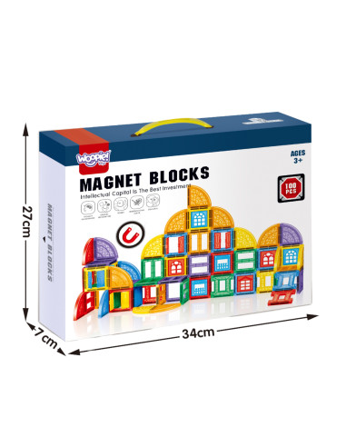 WOOPIE magnetiniai konstruktoriai 3D edukacinis rinkinys pilis 100 vnt.