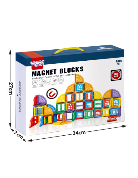 Конструктор WOOPI Magnetic Construction Blocks 3D, развивающий набор «Замок», 100 деталей.