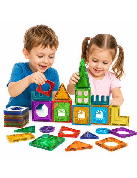 Конструктор WOOPI Magnetic Construction Blocks 3D, развивающий набор «Замок», 30 деталей.
