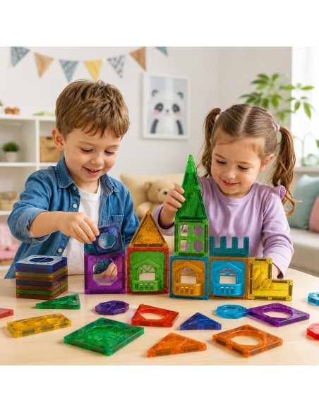 Конструктор WOOPI Magnetic Construction Blocks 3D, развивающий набор «Замок», 30 деталей.