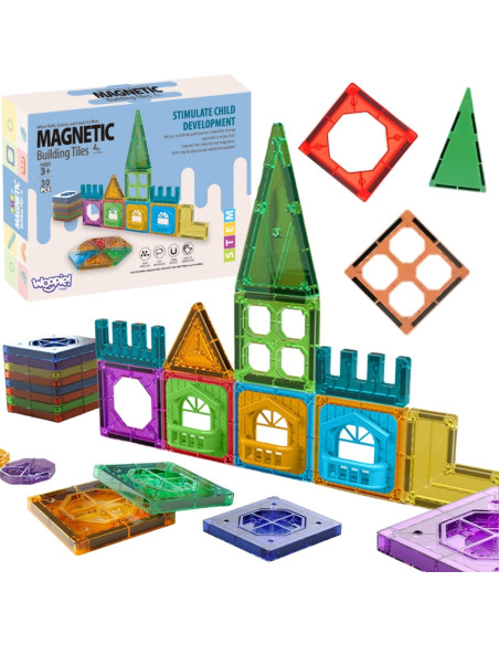 Конструктор WOOPI Magnetic Construction Blocks 3D, развивающий набор «Замок», 30 деталей.