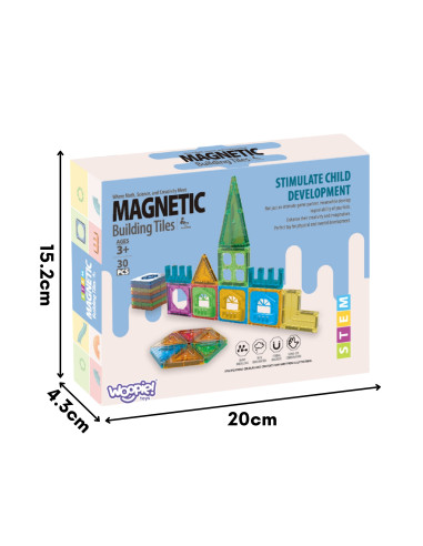 WOOPIE Magnetic Construction Blocks 3D Educational Set Castle 30 pcs.