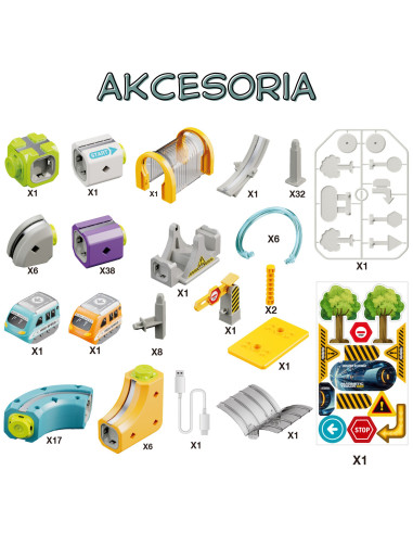 WOOPIE Magnetic Train Track Construction Set with Attraction Effect 126 pcs.
