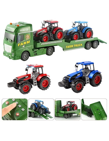 WOOPIE Car Tow Truck with Tractors Farm Lights Sounds