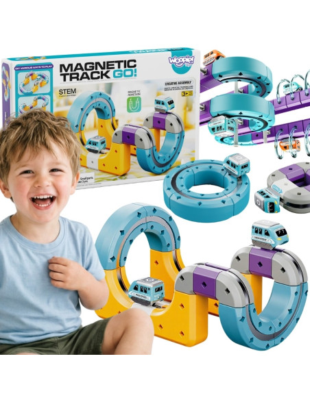 WOOPIE magnetinis bėgių konstruktoriaus rinkinys su traukos efektu, 39 vnt.