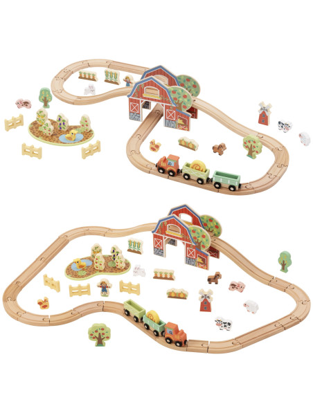 TOOKY TOY Wooden Farm Train Set 48 pcs.