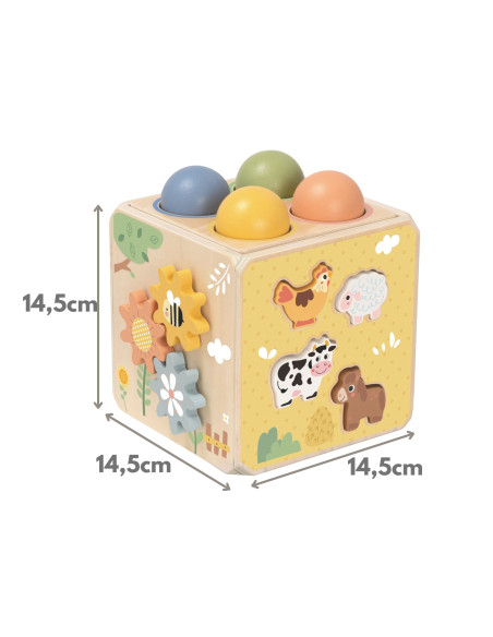 TOOKY TOY medinis spyruoklinis lavinamasis kubas 5 viename