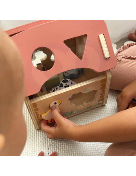 WOOPIE GREEN Wooden Farm Shape and Color Sorter 13 pcs.