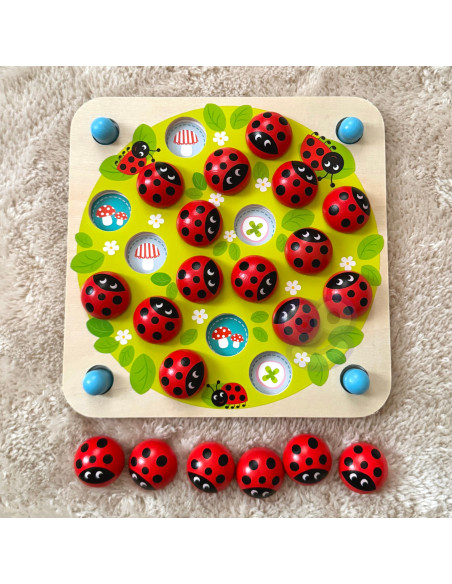 WOOPIE GREEN Memory Wooden Educational Memory Game Ladybug Puzzle
