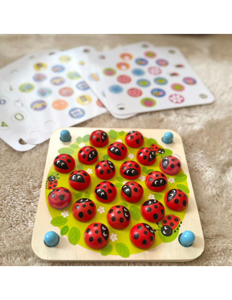 WOOPIE GREEN Memory Wooden Educational Memory Game Ladybug Puzzle