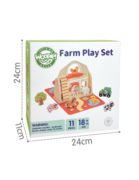 WOOPIE GREEN Wooden Folding Farm in a Suitcase with Animals 11 pcs.