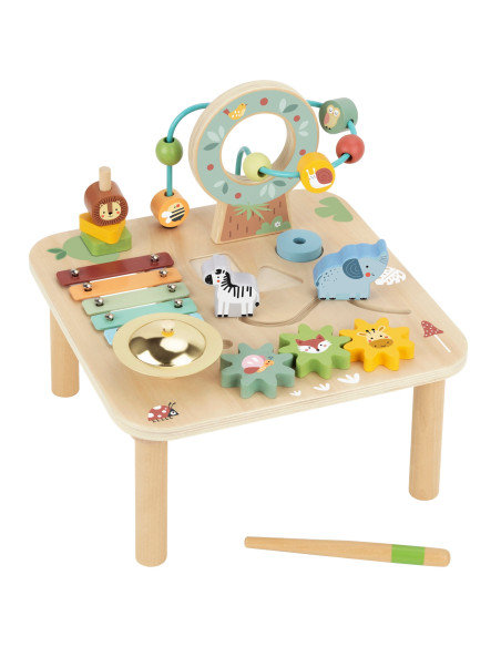 WOOPIE GREEN medinis edukacinis stalas muzikinis sensorinis labirintas 5 viename