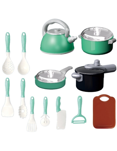 Набор кухонных принадлежностей WOOPI, игрушка для приготовления пищи, 108 предметов, зеленый.