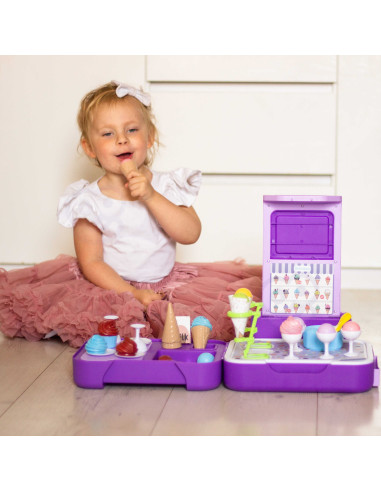WOOPIE Ice Cream Case 3 in 1 Kitchen Shop Ice Cream Parlor Portable 62 pcs.