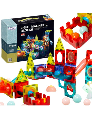 WOOPIE Magnetic Blocks Ball Track Light 75 pcs.