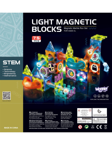 WOOPIE Magnetic Blocks Ball Track Light 75 pcs.