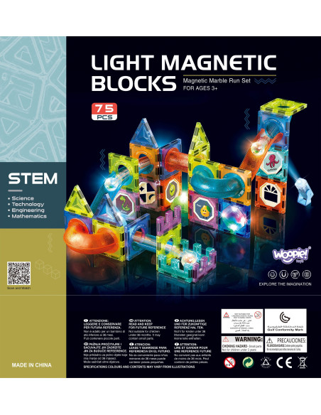 WOOPIE Magnetic Blocks Ball Track Light 75 pcs.