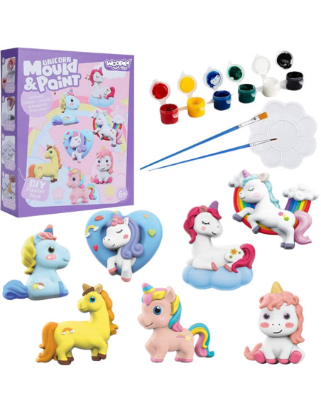 WOOPIE DIY Paint Craft Kit: Make Plaster Cast Figurines and Paint Them - Unicorn Kit
