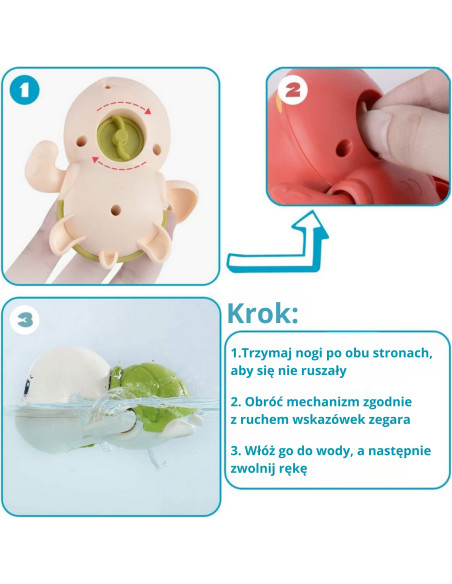 Woopie Turtle Swimming Wind-Up Bath Toy Pink