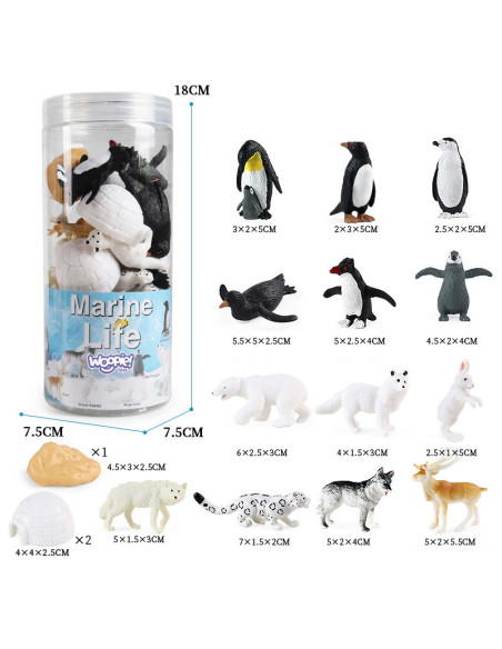 WOOPIE Arctic Animals Figures Set 16 pcs.