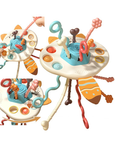 WOOPIE BABY Montessori sensorinis žaislas-kramtukas-barškutis-daugiafunkcis-lapė