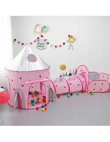 WOOPIE 3 viename palapinė „Princess Palace XXL“ su tuneliu sausam baseinui