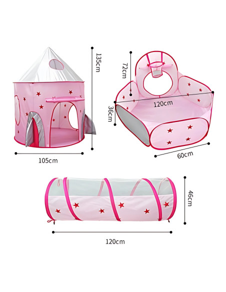 WOOPIE 3-in-1 Tent Princess Palace XXL House Tunnel Dry Pool