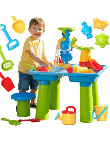 WOOPIE Water Table 2in1 Sandbox with Chair XL Aquapark 4-Pools 13 acc.