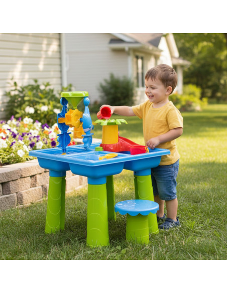 WOOPIE Water Table 2in1 Sandbox with Chair XL Aquapark 4-Pools 13 acc.