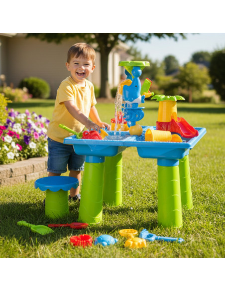 WOOPIE Water Table 2in1 Sandbox with Chair XL Aquapark 4-Pools 13 acc.